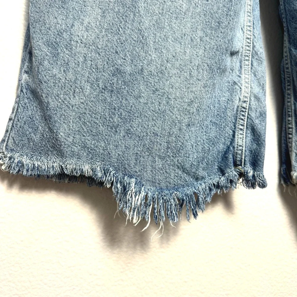Free People We The Free Old West Slouchy Wide Leg Jeans Light Wash Blue 28 NWT